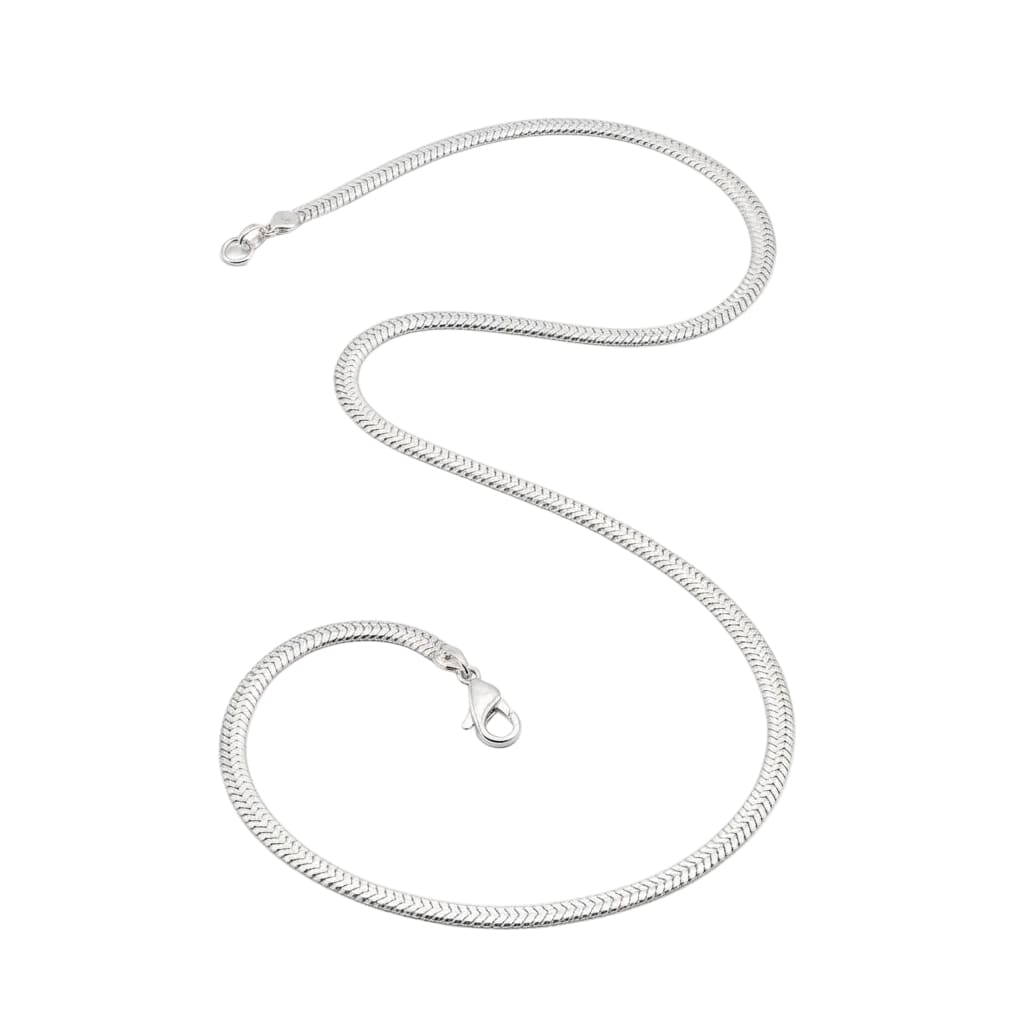 925 Sterling Silver Herringbone Chain Necklace – Textured