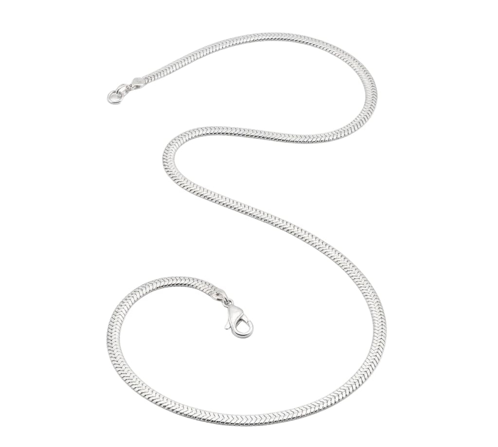 925 Sterling Silver Herringbone Chain Necklace – Textured