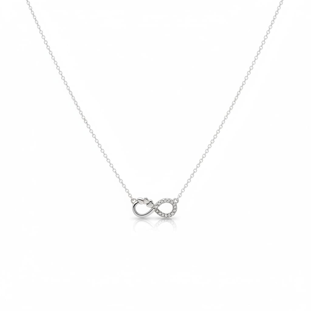 925 Sterling Silver Infinity Circle Necklace - Necklace