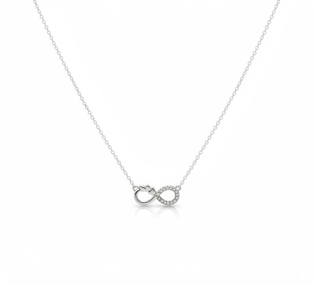925 Sterling Silver Infinity Circle Necklace - Necklace