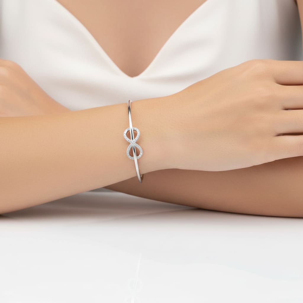 925 Sterling Silver Infinity CZ Women’s Bracelet | 6g