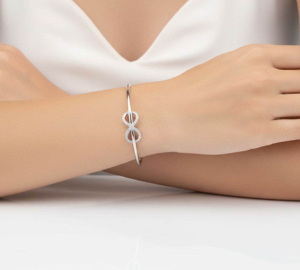 925 Sterling Silver Infinity CZ Women’s Bracelet | 6g