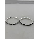 925 sterling silver kids bangle pair front view with black bead detailing