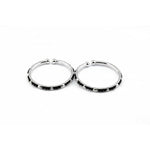 925 Sterling Silver Kids Bangle Pair – Black Bead & Silver
