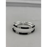 925 sterling silver kids bangle pair with black beads and polished silver accents