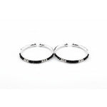925 Sterling Silver Kids Bangle Pair – Black Bead & Silver