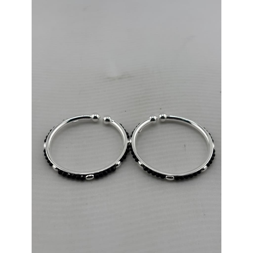 925 sterling silver kids bangle pair black stone design alternate view