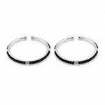 925 sterling silver kids black bead bangle pair on white background