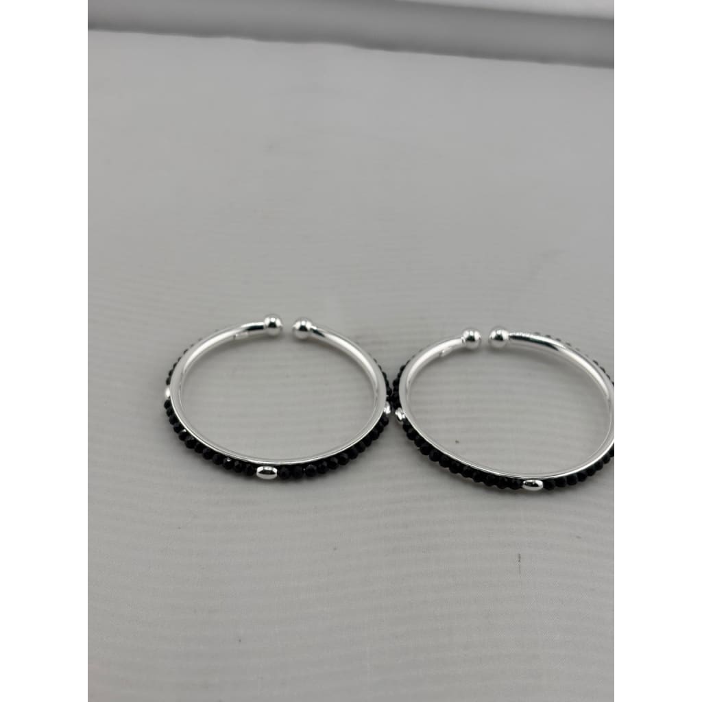 925 sterling silver kids black bead bangle pair alternate view