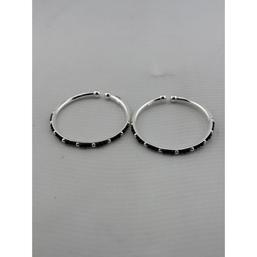 Kids silver bangle pair front view