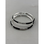 925 Sterling Silver Kids’ Black Bead Open Bangle Pair