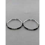 925 Sterling Silver Kids’ Black Bead Open Bangle Pair