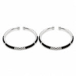 925 sterling silver kids black bead bangle pair