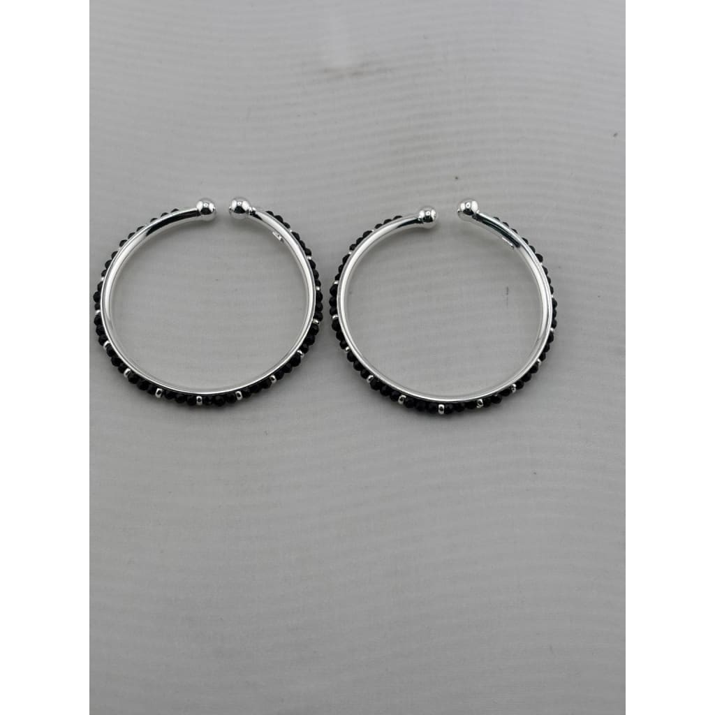 Kids silver black-stone bangle pair original view