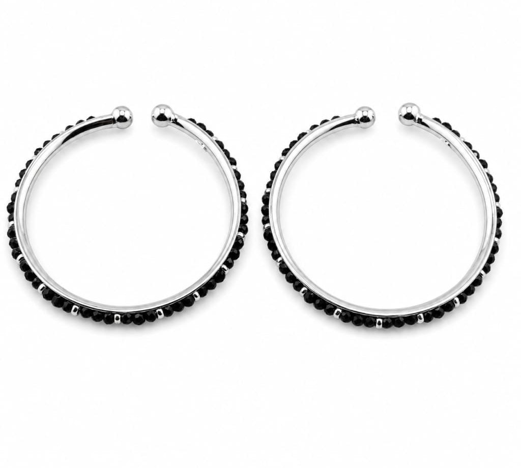925 sterling silver kids black-stone bangle pair