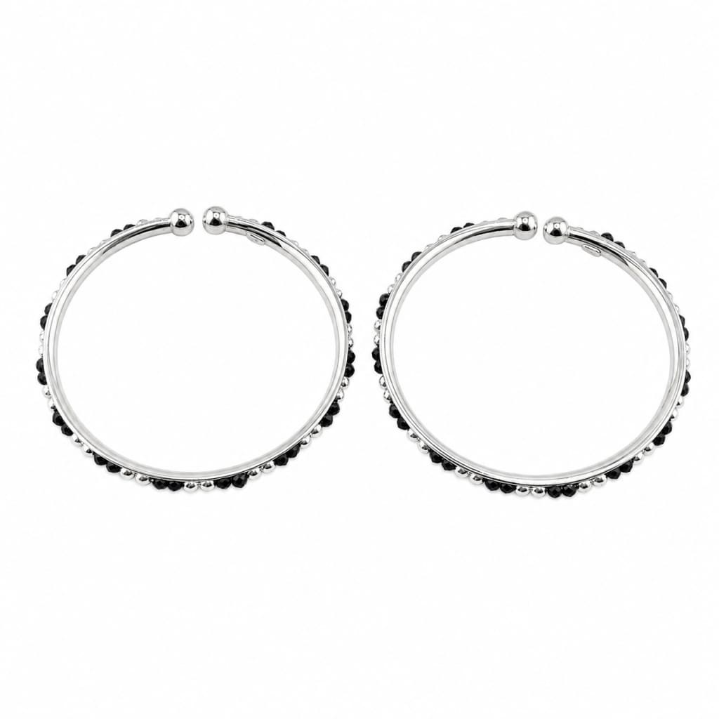 925 sterling silver kids black-stone bangle pair on white background