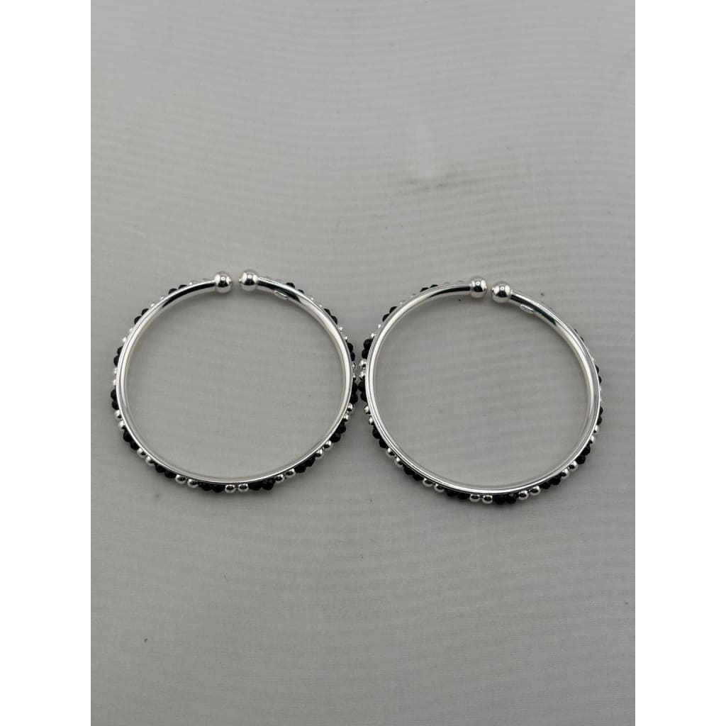 925 sterling silver kids black-stone bangle pair top view