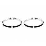 925 sterling silver kids black-stone bangle pair on white background