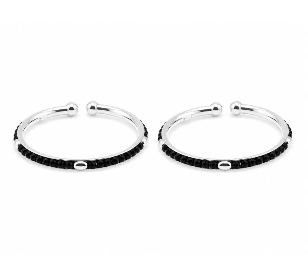 925 sterling silver kids black-stone bangle pair on white background