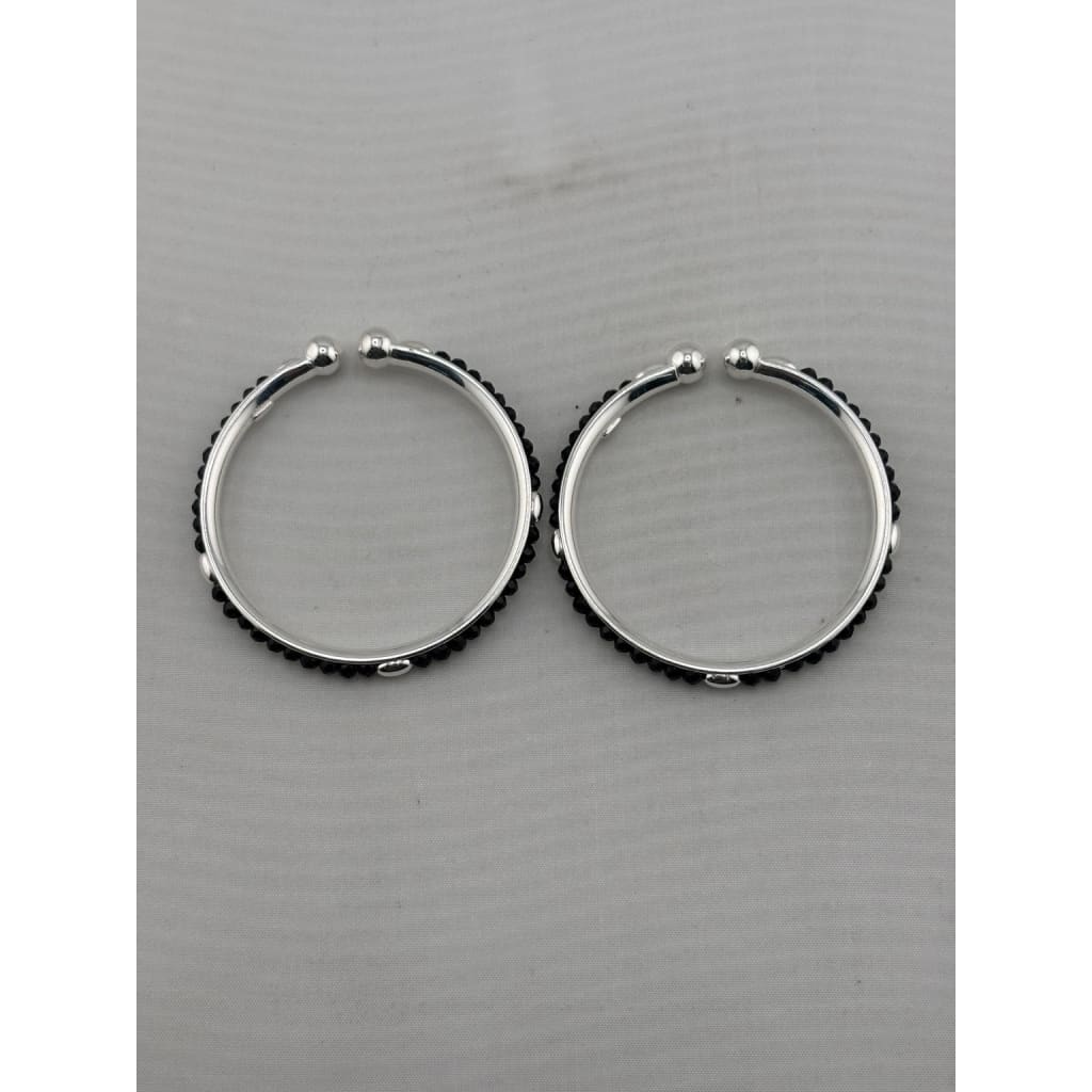 925 sterling silver kids black-stone bangle pair top view