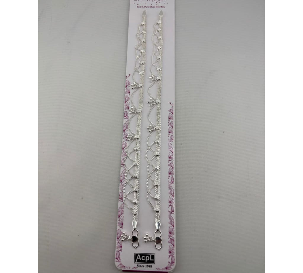 925 sterling silver layered heart anklet pair