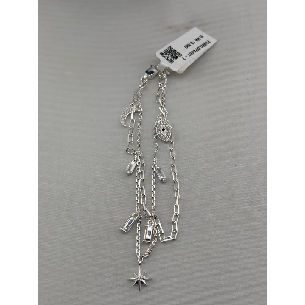 925 Sterling Silver Layered Star Charm Bracelet | 5g