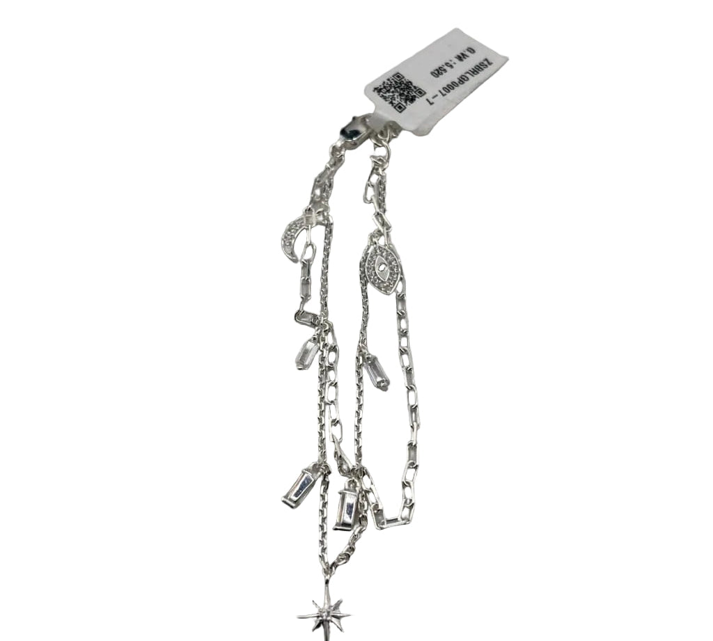 925 Sterling Silver Layered Star Charm Bracelet | 5g
