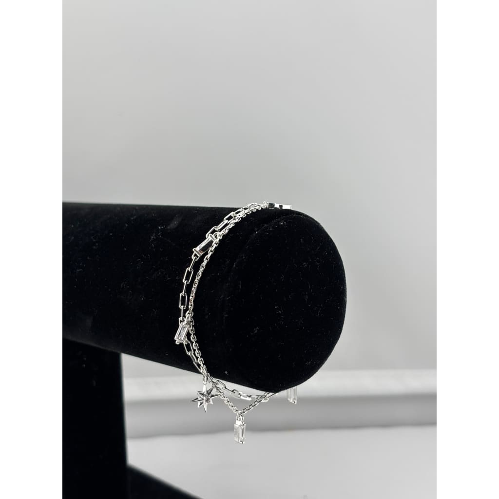 925 Sterling Silver Layered Star Charm Bracelet | 5g