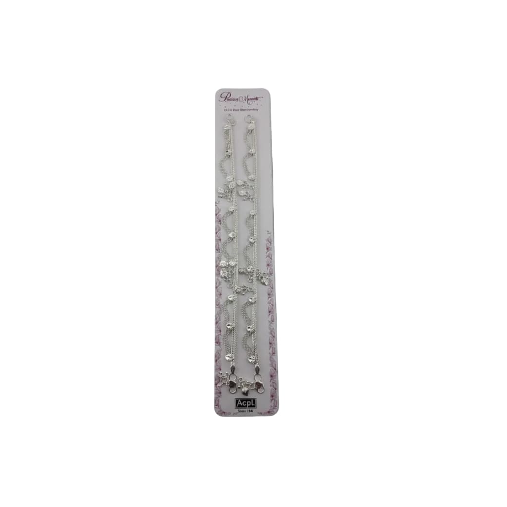925 Sterling Silver Leaf Charm Wave Chain Adult Anklet Pair