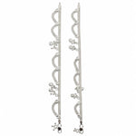 925 sterling silver leaf charm wave chain adult anklet pair on white background