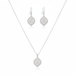 925 Sterling Silver Leaf Design Necklace and Drop Earrings