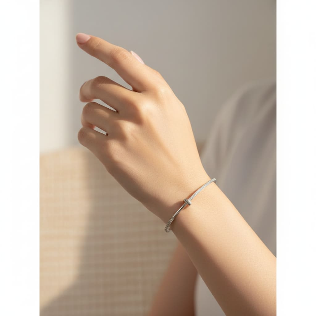 925 Sterling Silver Minimal CZ Women’s Bracelet | 10g