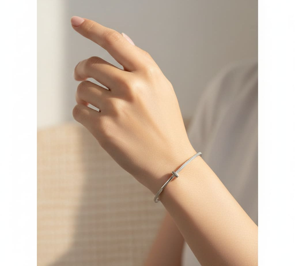 925 Sterling Silver Minimal CZ Women’s Bracelet | 10g