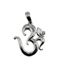 925 Sterling Silver Om Crescent Crystal Pendant - 2.88 g