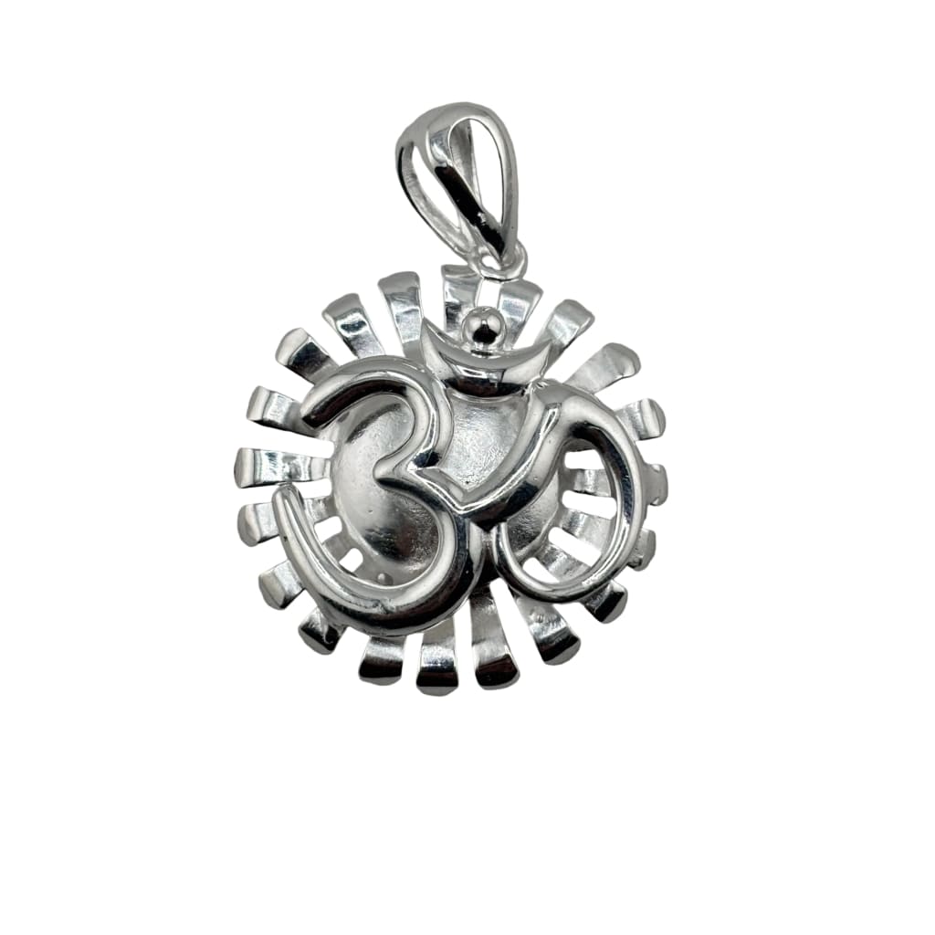 925 Sterling Silver Om Radiant Crescent Pendant - 4.59 g