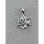 925 sterling silver Om pendant in an interlocking star frame with clear crystal accents