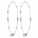 925 sterling silver ornate barrel bead kids anklet pair on white background