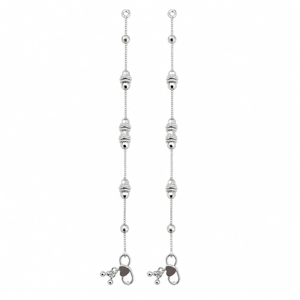 925 sterling silver ornate bead baby anklet pair on white background