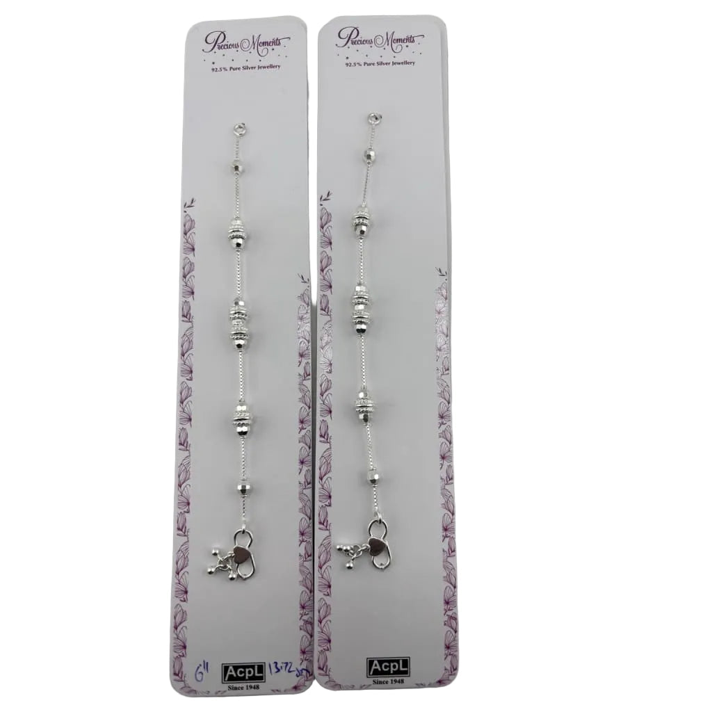 Original product photo of 6-inch sterling silver baby anklet pair