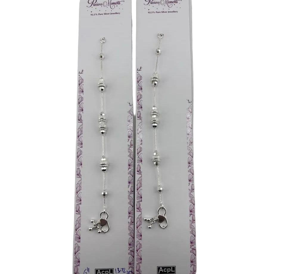 Original product photo of 6-inch sterling silver baby anklet pair