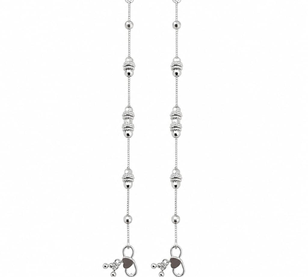 925 sterling silver ornate bead baby anklet pair on white background
