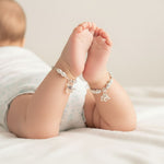 925 Sterling Silver Ornate Bead Baby Anklet Pair – 6 Inch