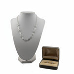 925 Sterling Silver Oval CZ Link Necklace and Earrings Set