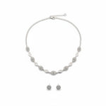 925 Sterling Silver Oval CZ Link Necklace and Earrings Set