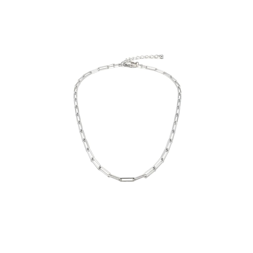925 Sterling Silver Paperclip Chain Necklace – Rectangular