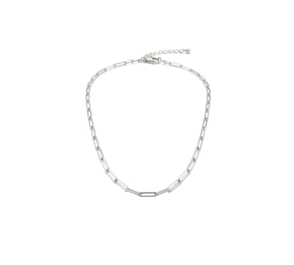 925 Sterling Silver Paperclip Chain Necklace – Rectangular
