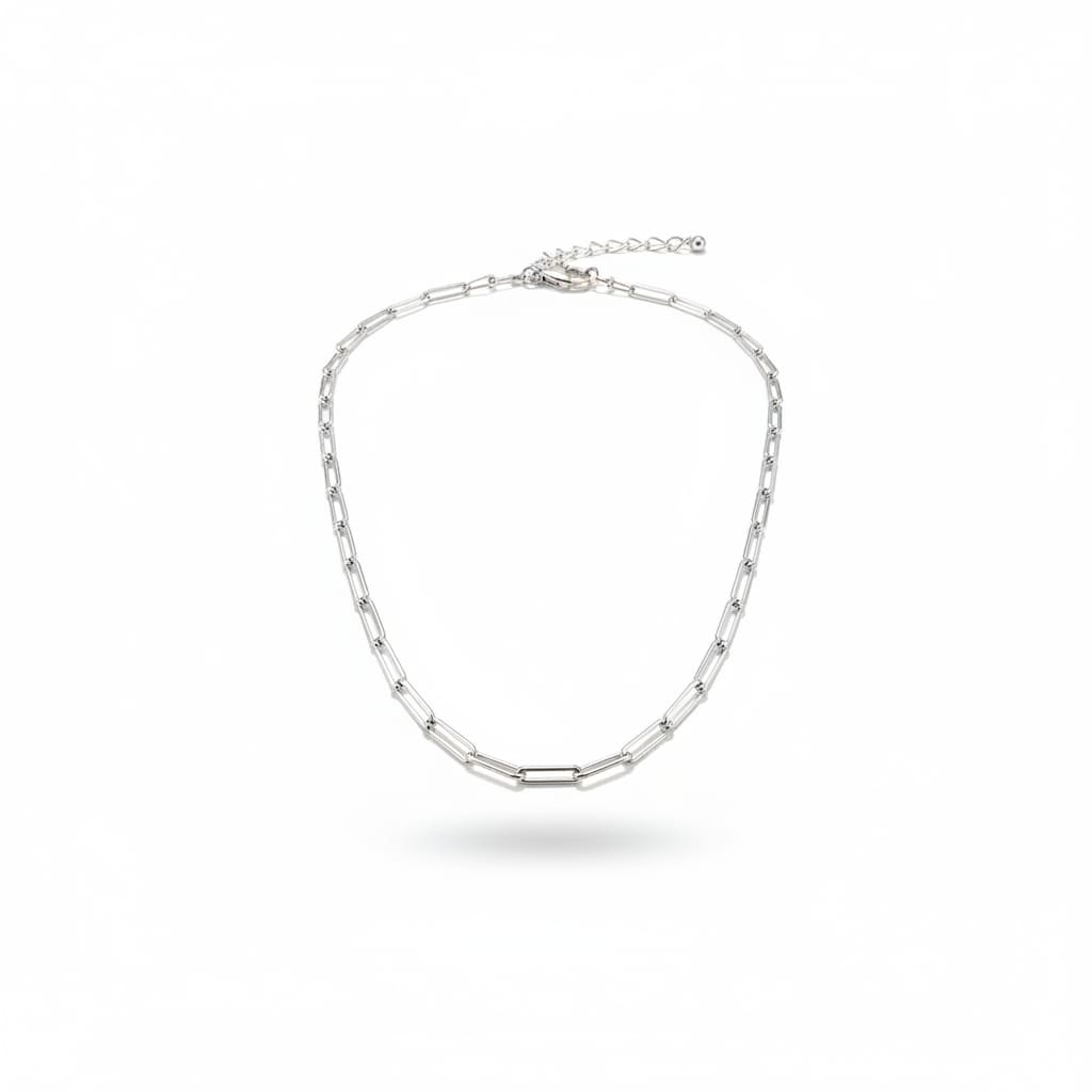 925 Sterling Silver Paperclip Chain Necklace – Rectangular