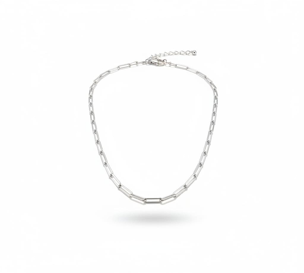 925 Sterling Silver Paperclip Chain Necklace – Rectangular