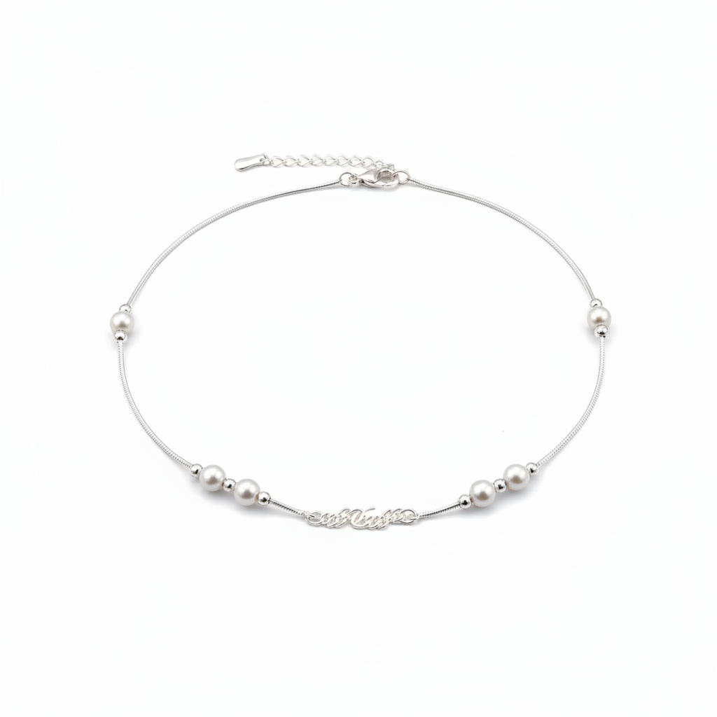 925 Sterling Silver Pearl Bead Anklet – Elegant Women’s Payal – 15g