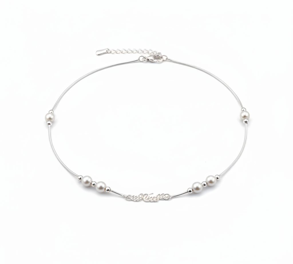 925 Sterling Silver Pearl Bead Anklet – Elegant Women’s Payal – 15g